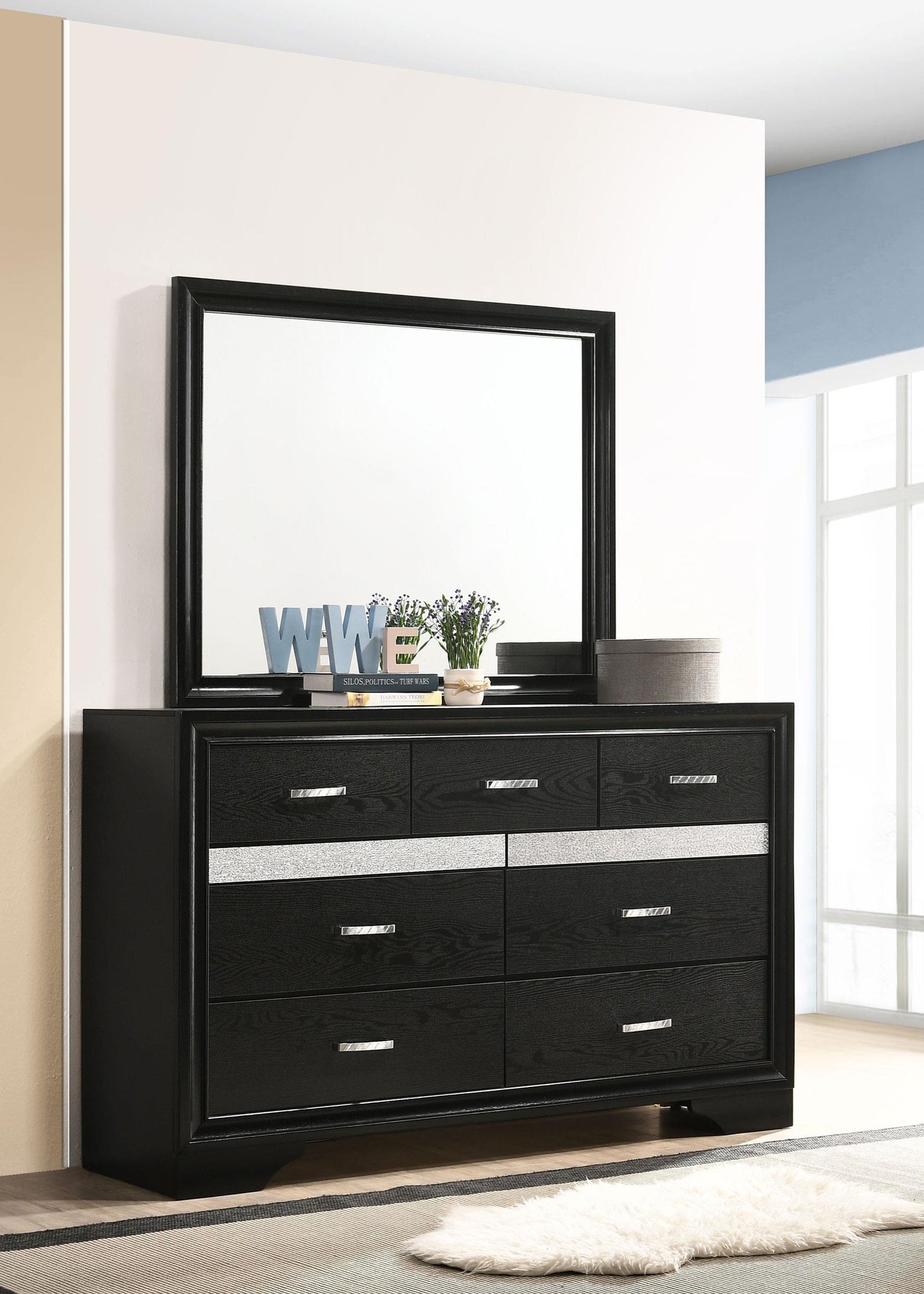 Coaster Miranda 7-drawer Dresser with Mirror Black