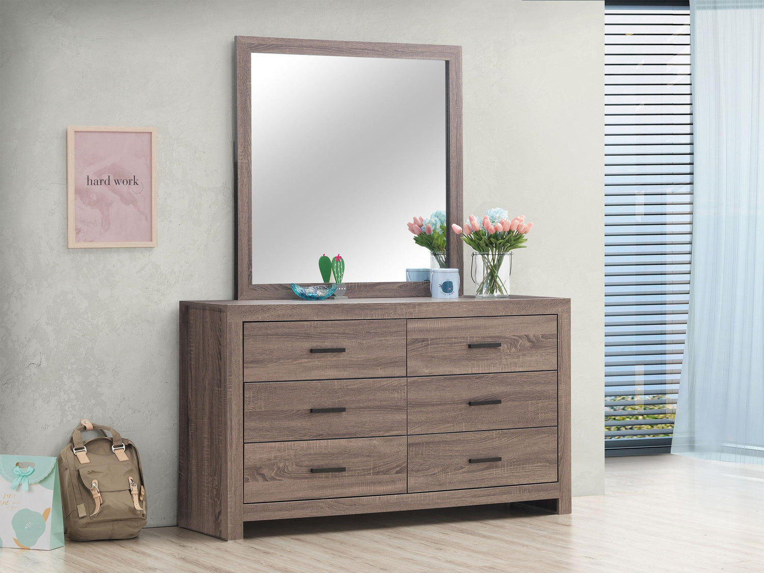Coaster Brantford 6-drawer Dresser with Mirror Barrel Oak