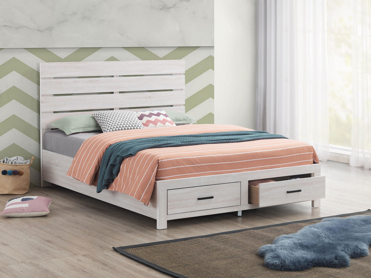Coaster Brantford Wood Eastern King Storage Panel Bed Coastal White