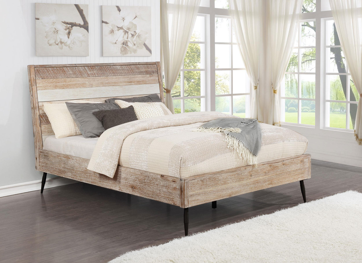 Coaster Marlow Wood Eastern King Panel Bed Rough Sawn Multi