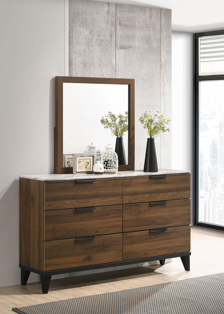 Coaster Mays 6-drawer Dresser with Mirror Walnut