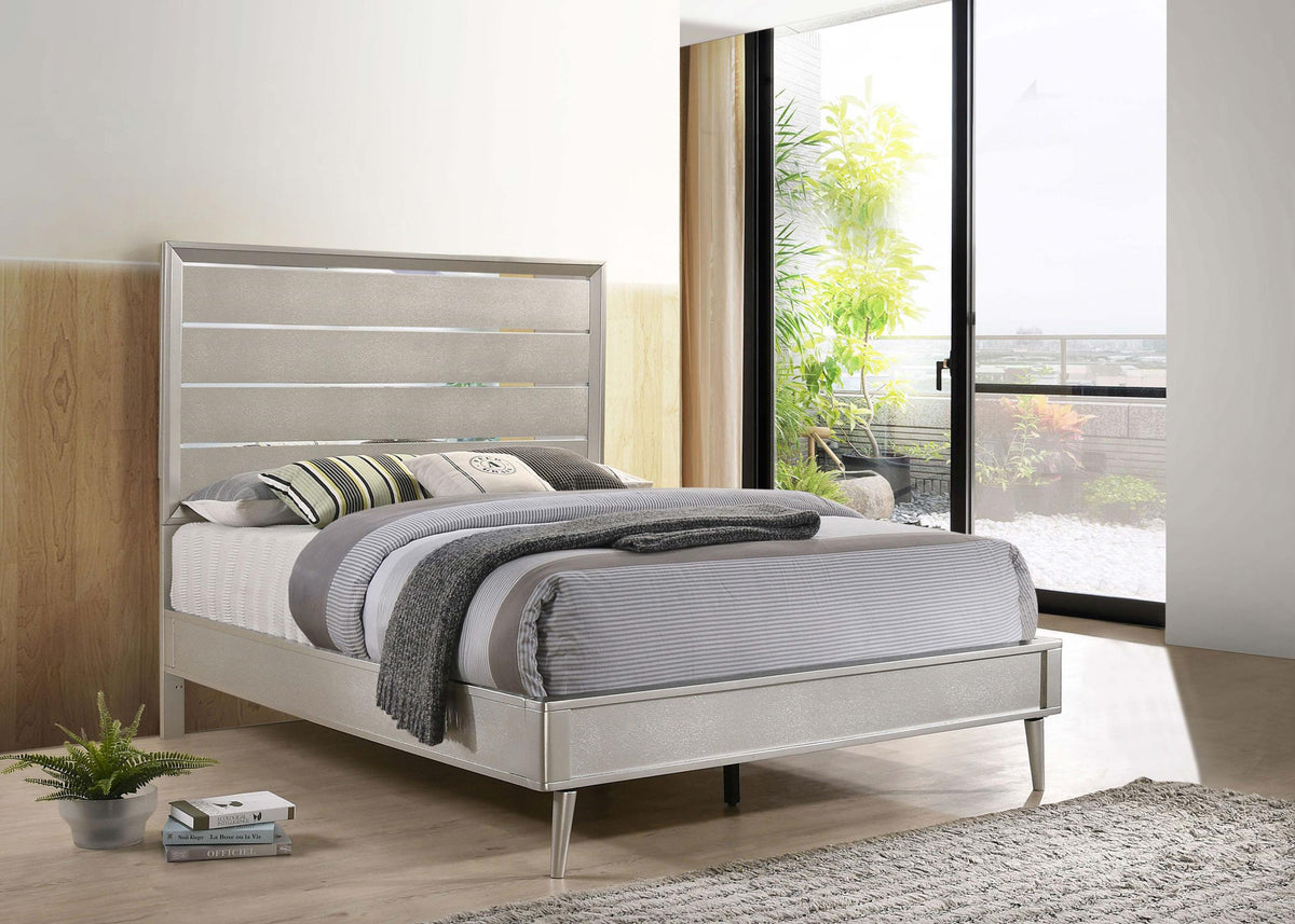Coaster Ramon Wood Queen Panel Bed Metallic Sterling