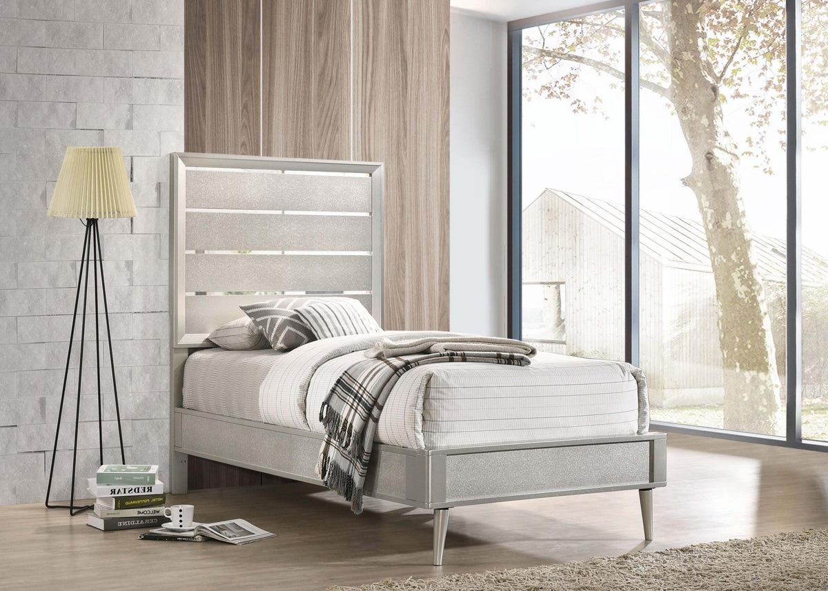 Coaster Ramon Wood Twin Panel Bed Metallic Sterling