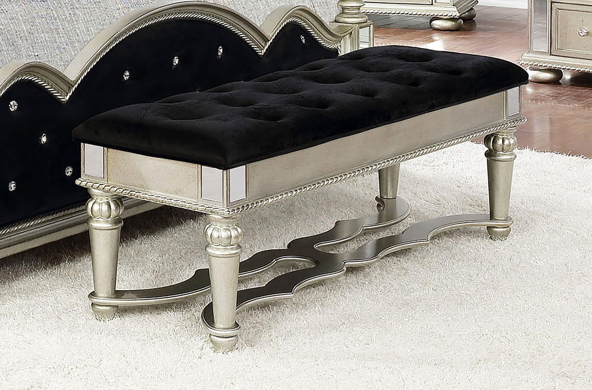 Coaster Heidi Upholstered Tufted Bench Metallic Platinum