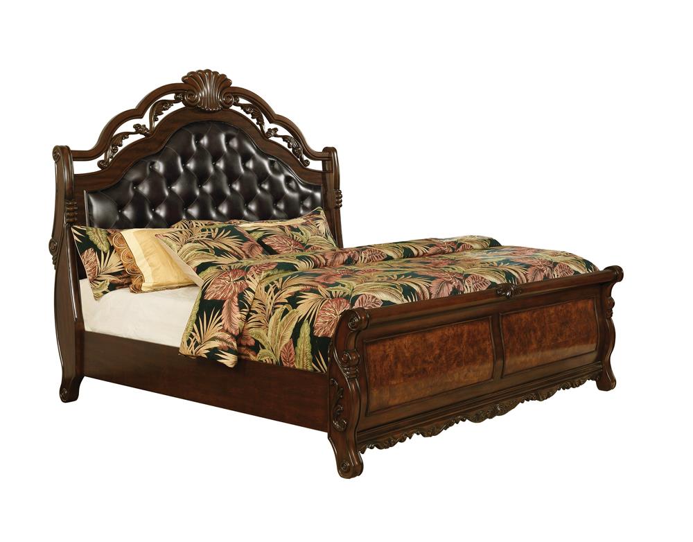 Coaster Exeter Wood Queen Sleigh Bed Dark Burl