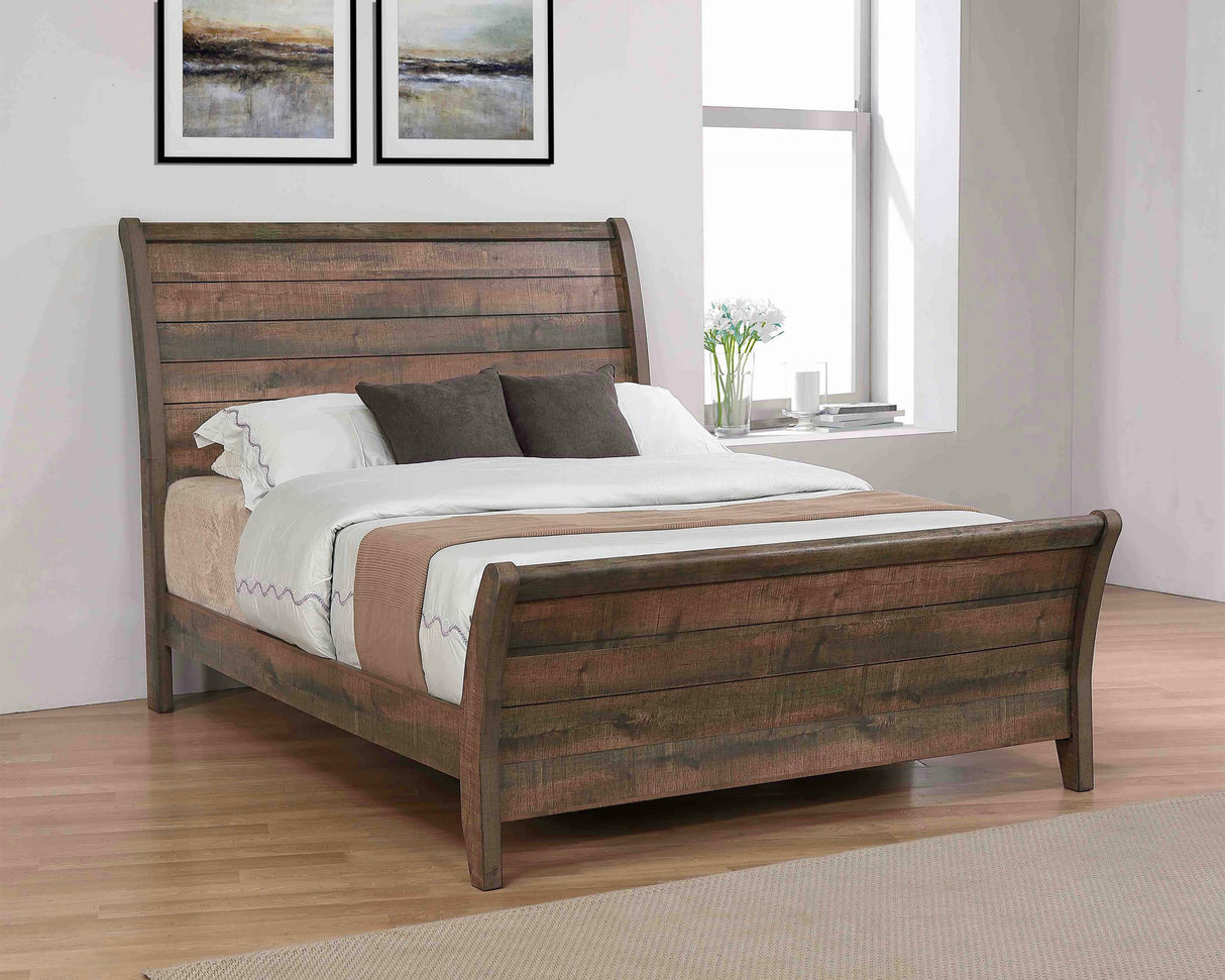 Coaster Frederick Wood California King Sleigh Bed Weathered Oak
