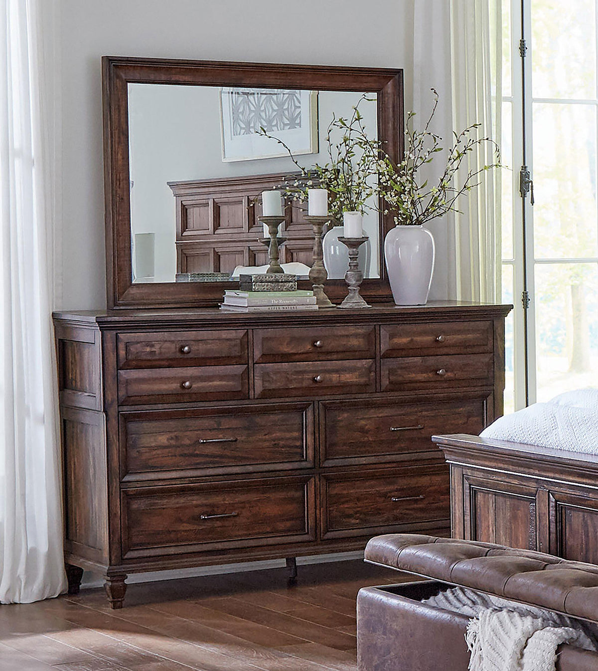 Coaster Avenue 8-drawer Dresser and Mirror Weathered Burnished Brown