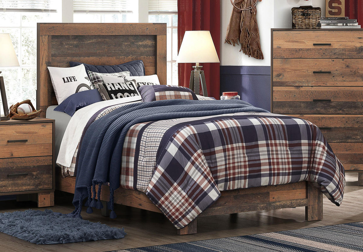 Coaster Sidney Wood Twin Panel Bed Rustic Pine