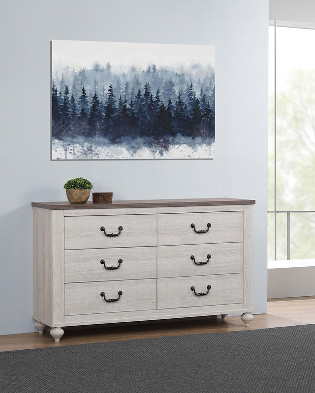 Coaster Stillwood 6-drawer Dresser Vintage Linen