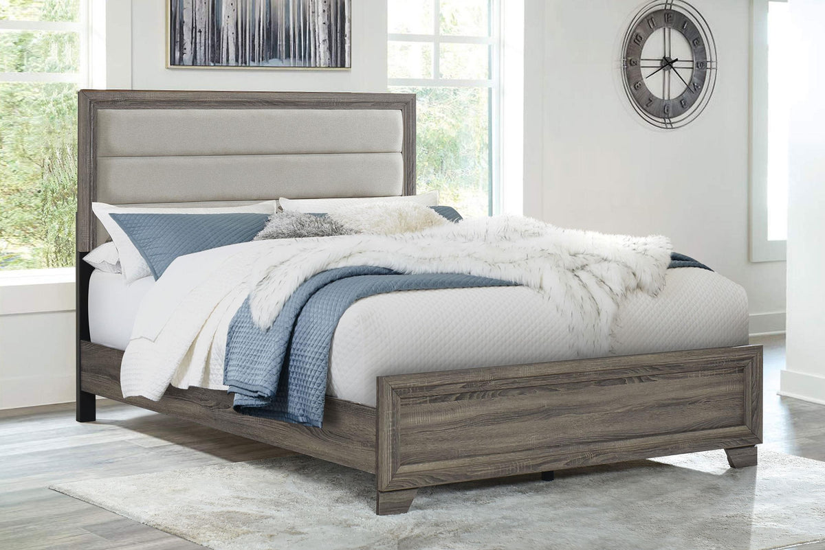 Coaster Wright 50-inch Upholstered Eastern King Bed Brown Oak