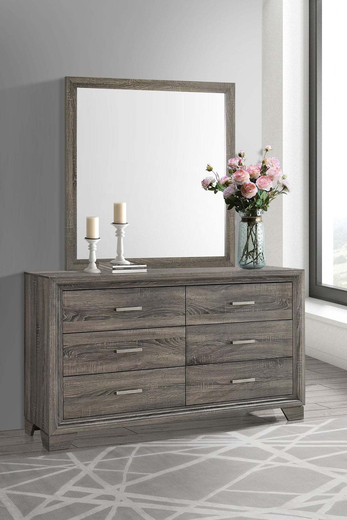 Coaster Wright 6-drawer Dresser and Mirror Brown Oak