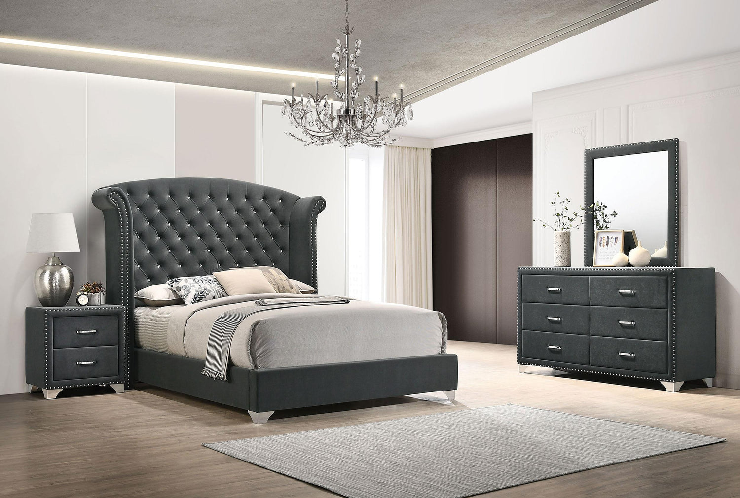 Coaster Melody 4-piece California King Bedroom Set Grey
