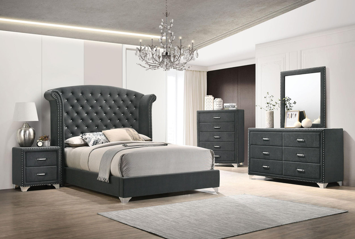 Coaster Melody 5-piece California King Bedroom Set Grey