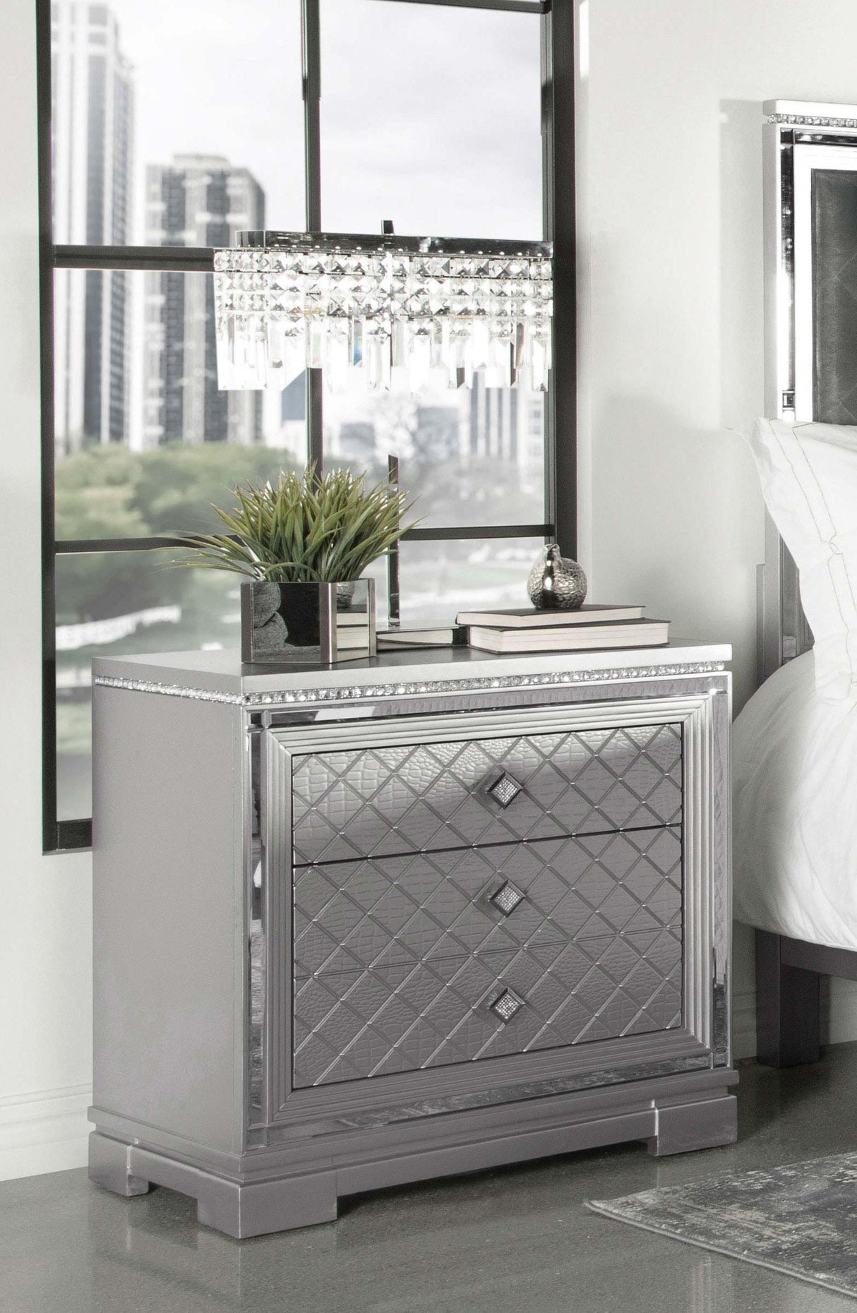 Coaster Eleanor 2-drawer Nightstand Metallic Mercury