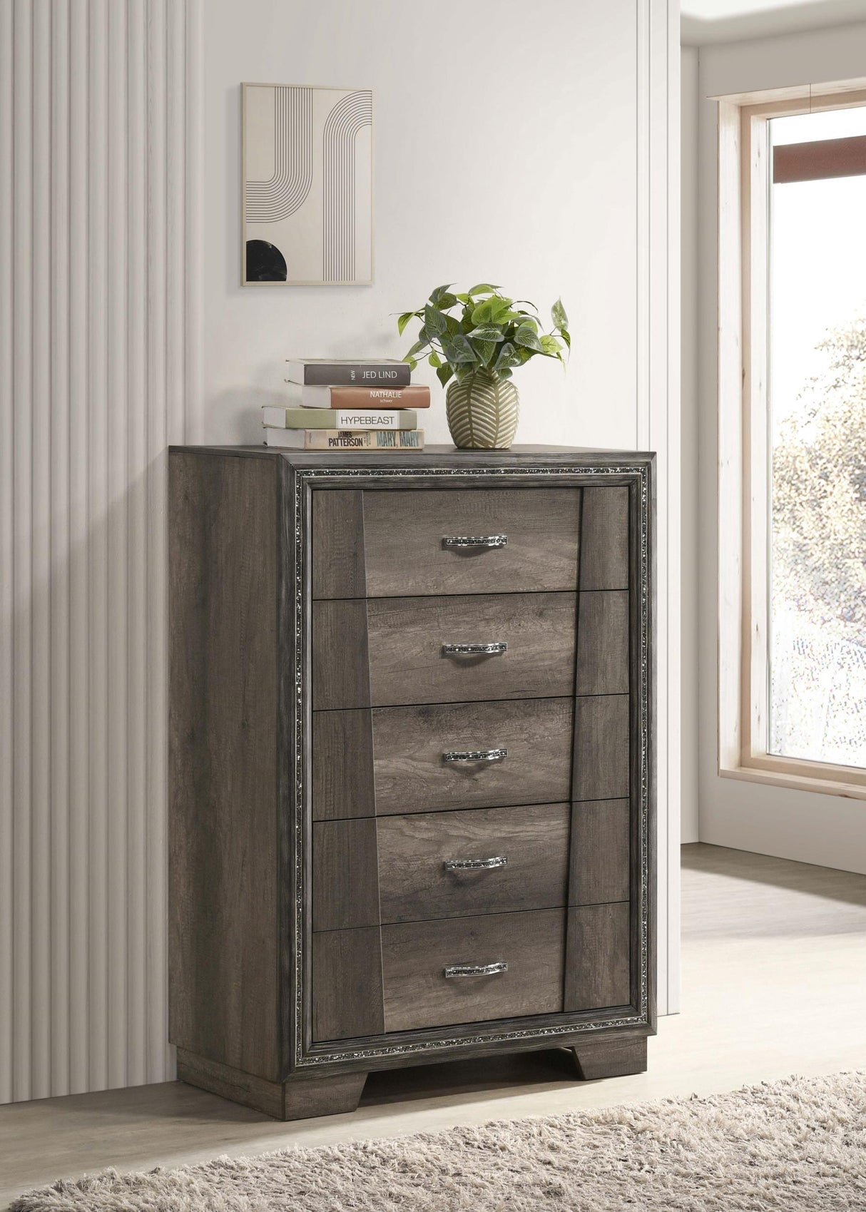 Coaster Janine 5-drawer Bedroom Chest Grey