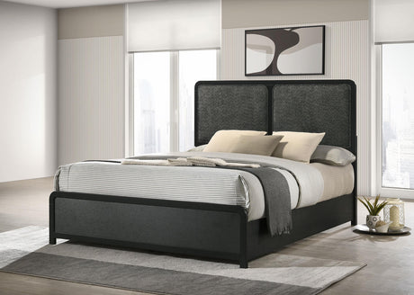 Coaster Cavelle 51-inch Upholstered Queen Bed Black