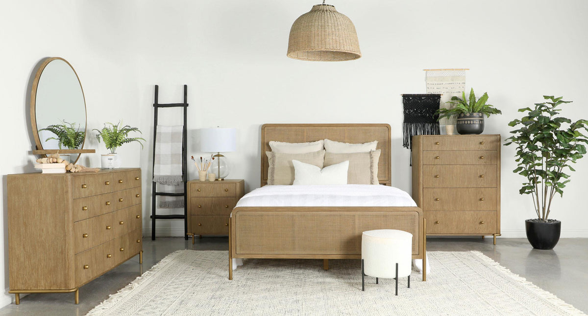 Coaster Arini 4-piece Queen Bedroom Set Sand Wash and Natural Cane