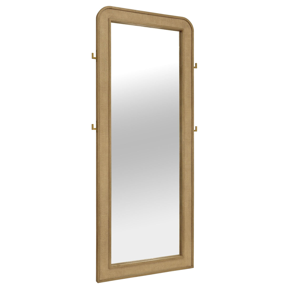 Coaster Arini Cane Weave Full Length Standing Floor Mirror Sand Wash