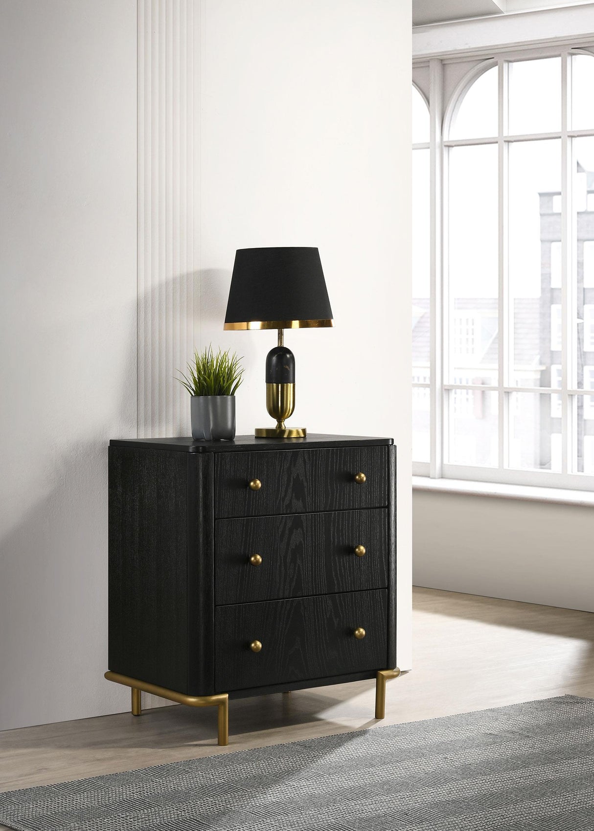 Coaster Arini 3-drawer Nightstand Black