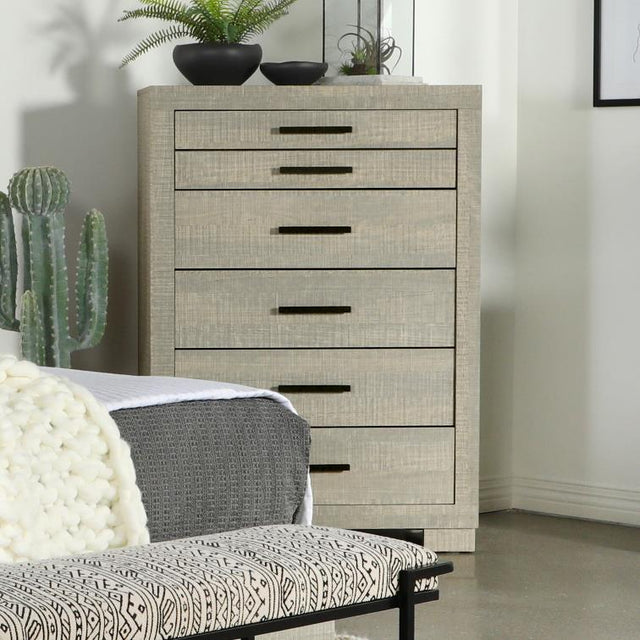 Coaster Channing 5-drawer Bedroom Chest Rough Sawn Grey Oak