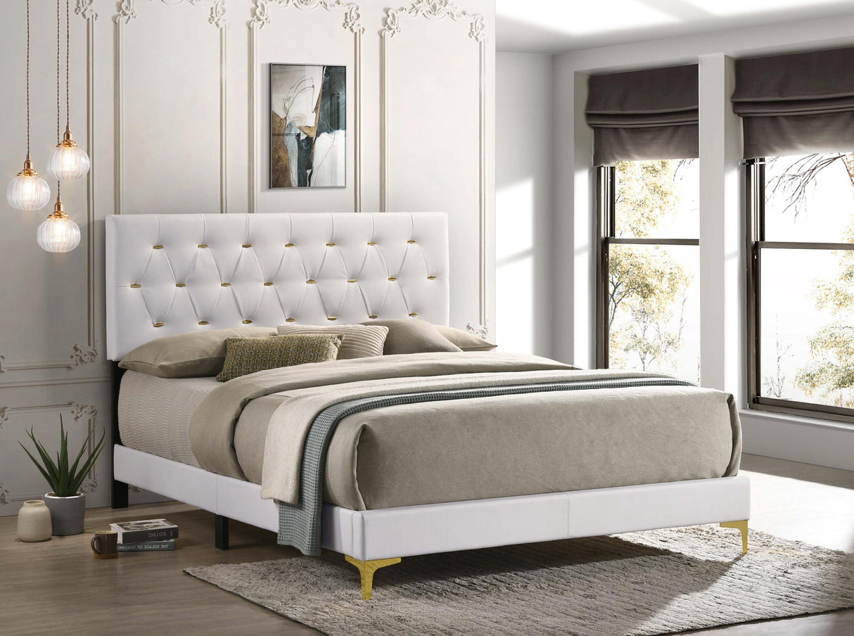 Coaster Kendall Upholstered California King Panel Bed White