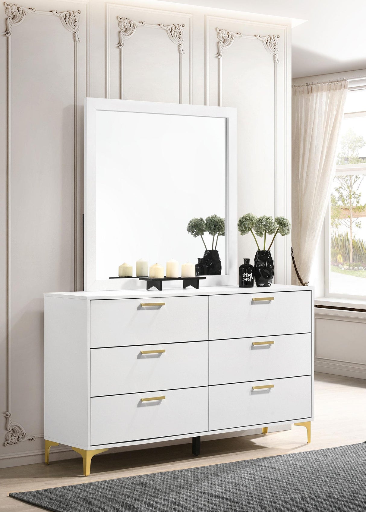 Coaster Kendall 6-drawer Dresser with Mirror White