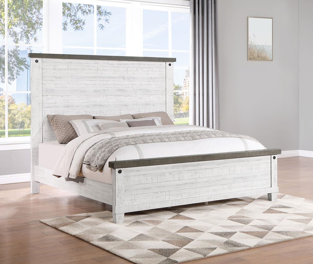 Coaster Lilith Wood Queen Panel Bed Distressed White