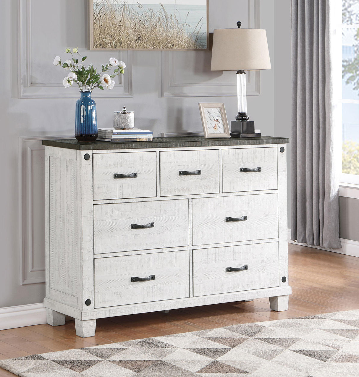 Coaster Lilith 7-drawer Dresser Distressed White