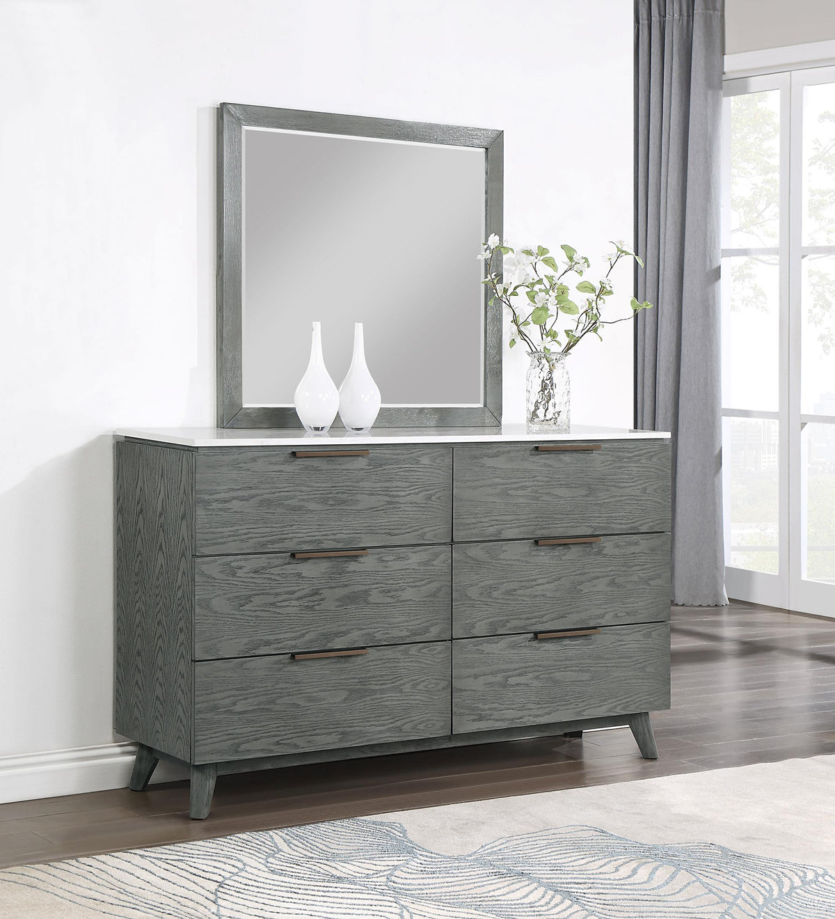 Coaster Nathan 6-drawer Dresser with Mirror Grey