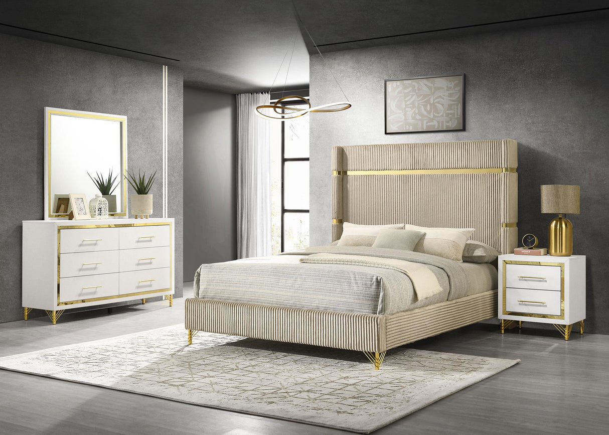Coaster Lucia 4-piece Queen Bedroom Set Beige and White