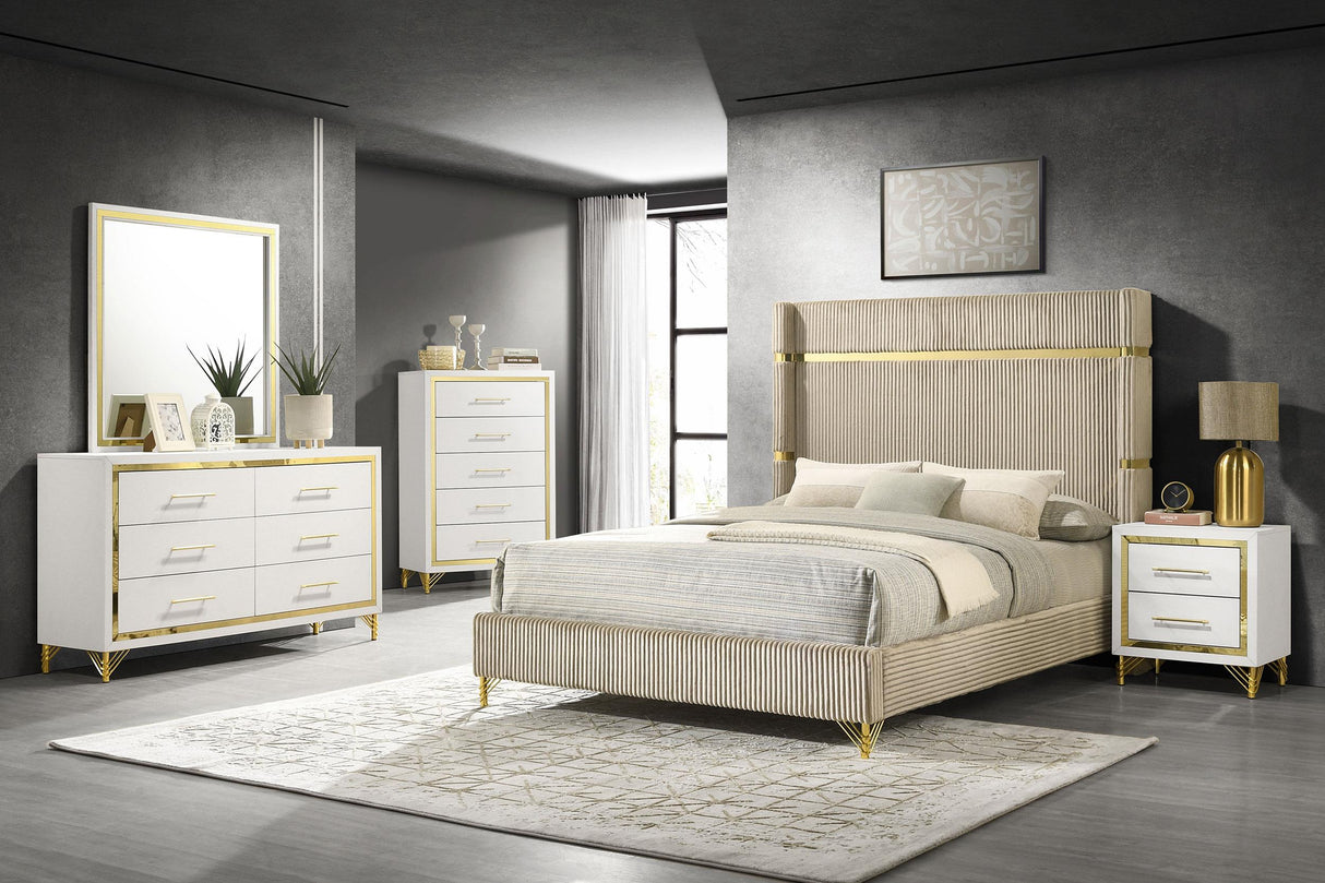 Coaster Lucia 5-piece Queen Bedroom Set Beige and White