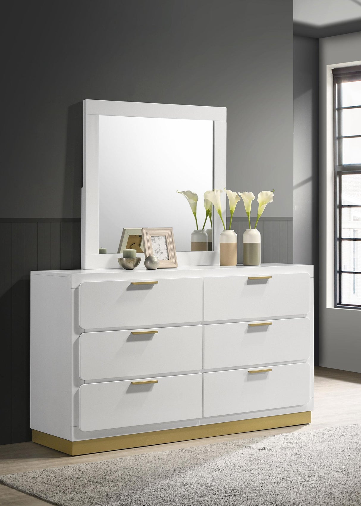 Coaster Caraway 6-drawer Dresser with Mirror White