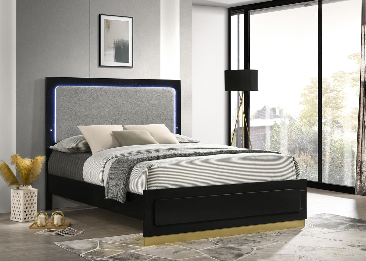 Coaster Caraway Wood Eastern King LED Panel Bed Black
