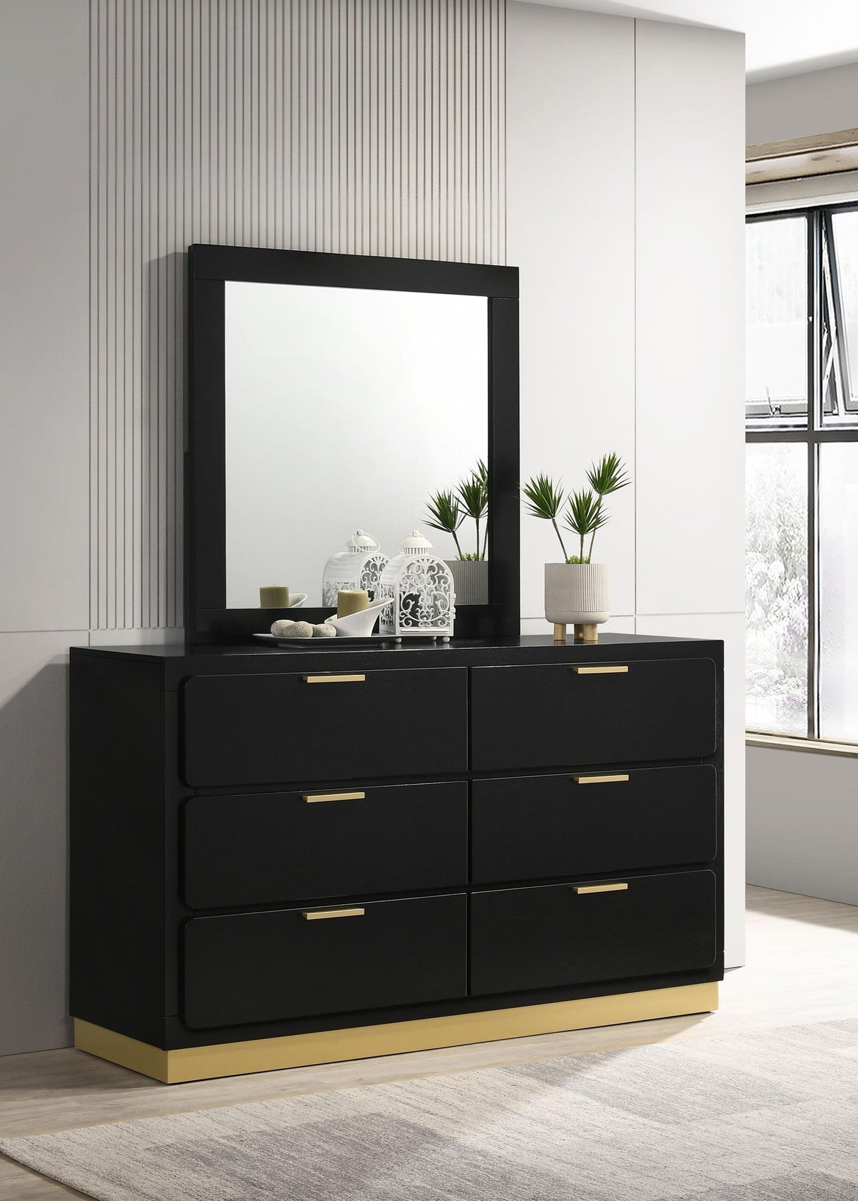 Coaster Caraway 6-drawer Dresser with Mirror Black