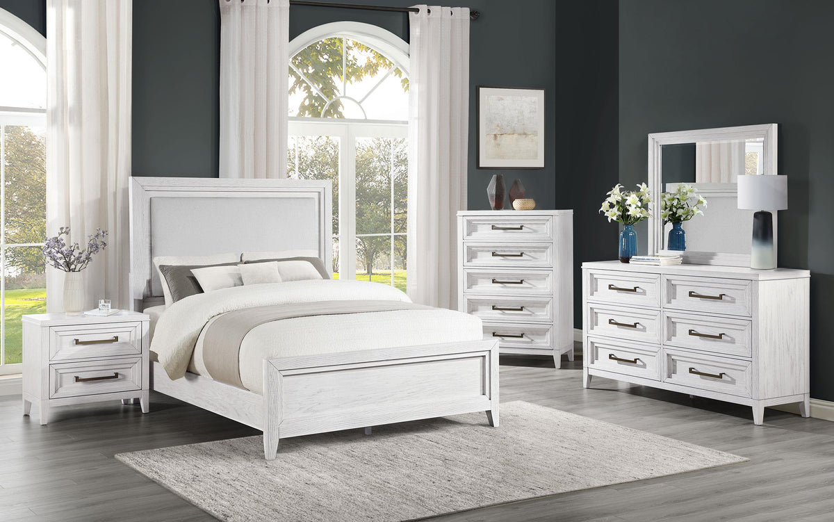 Coaster Marielle 5-piece Eastern King Bedroom Set Distressed White