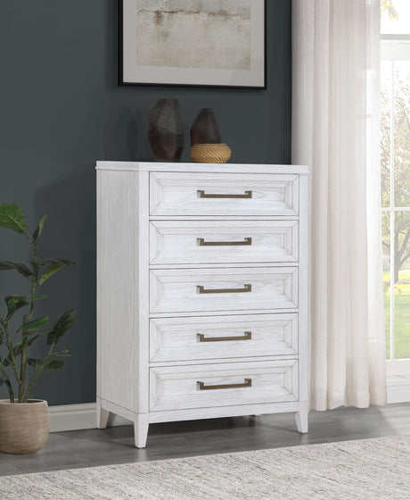 Coaster Marielle 5-drawer Bedroom Chest Distressed White
