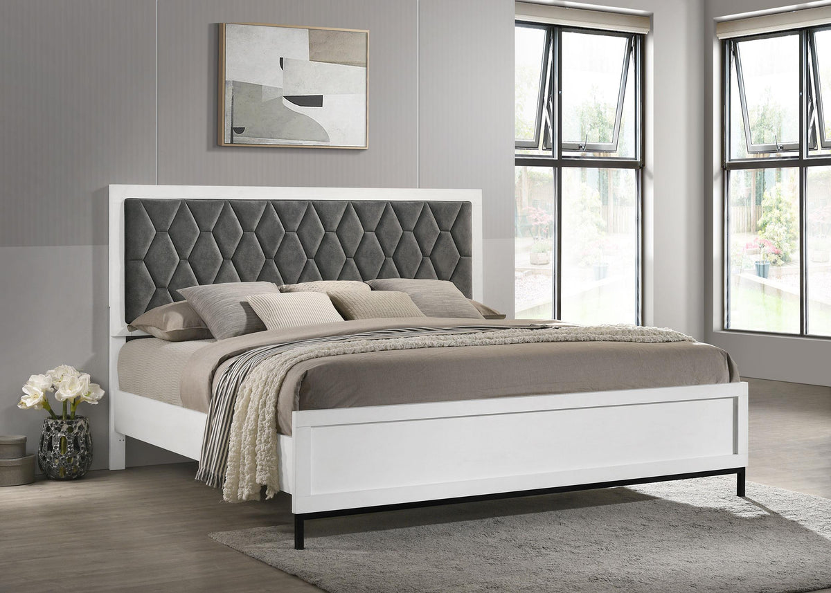 Coaster Sonora California King Upholstered Panel Bed White