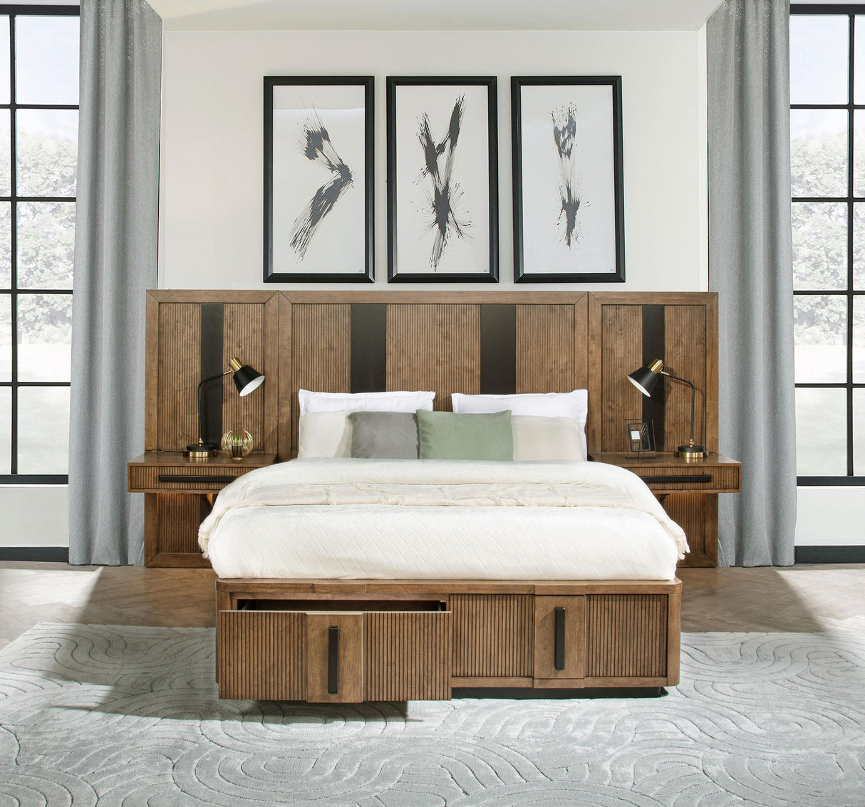 Coaster Terrace Eastern King Wall Panel Storage Bed Ash Brown