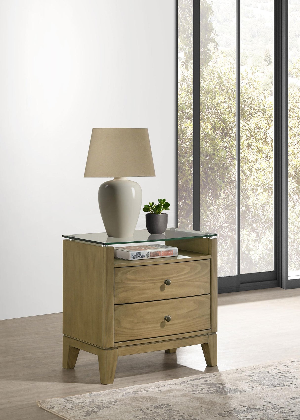 Coaster Granada 2-drawer Glass Top Nightstand Natural Pine