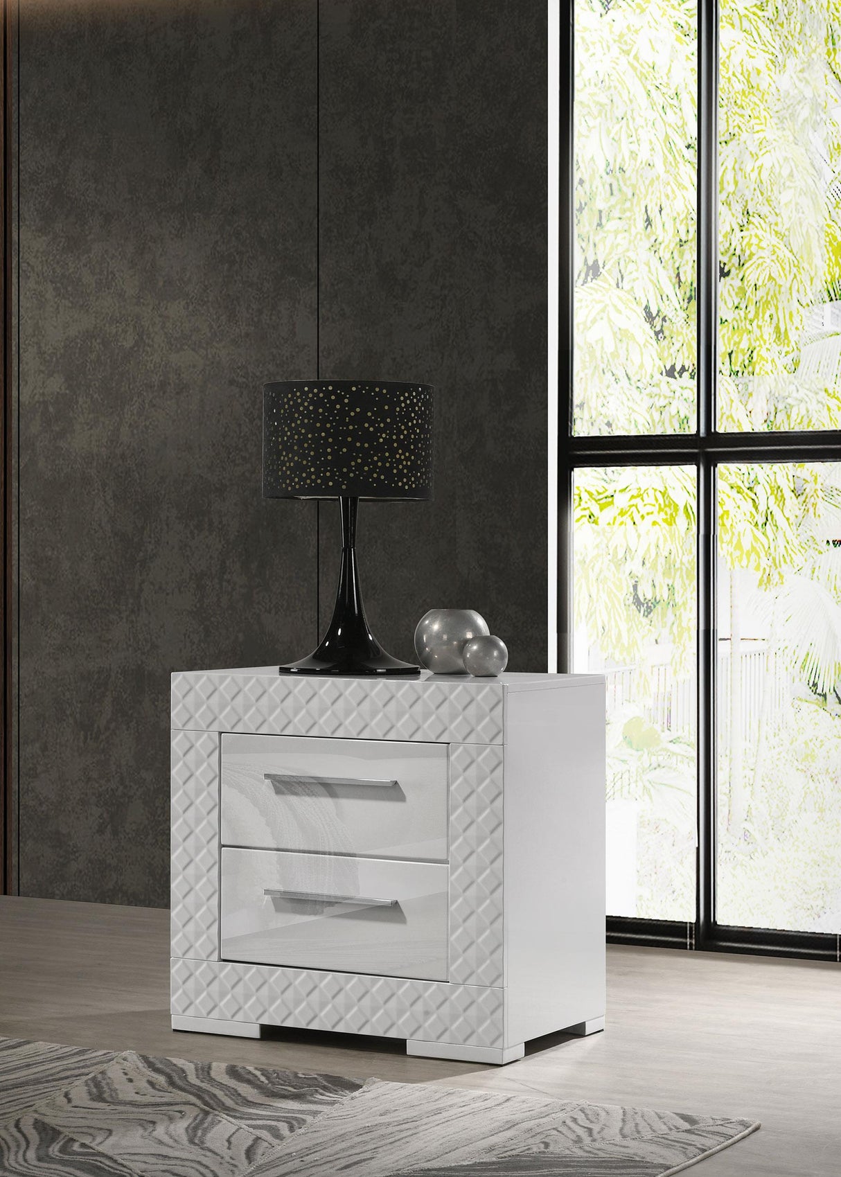 Coaster Ives 2-drawer Nightstand Bedside Table White High Gloss
