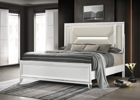 Coaster Marmore 64-inch California King Bed LED Headboard White