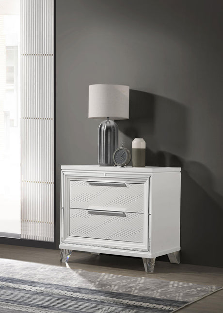 Coaster Marmore 2-drawer Nightstand Bedside Table White