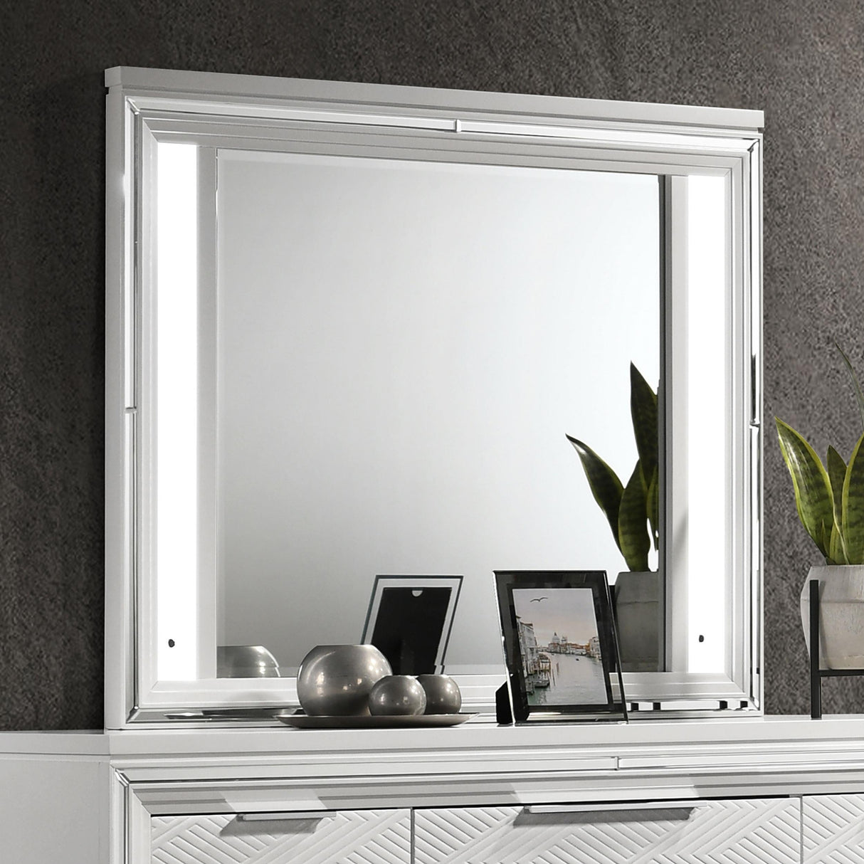 Coaster Marmore LED Dresser Mirror White