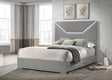 Coaster Ives Queen Panel Bed LED Headboard Grey High Gloss