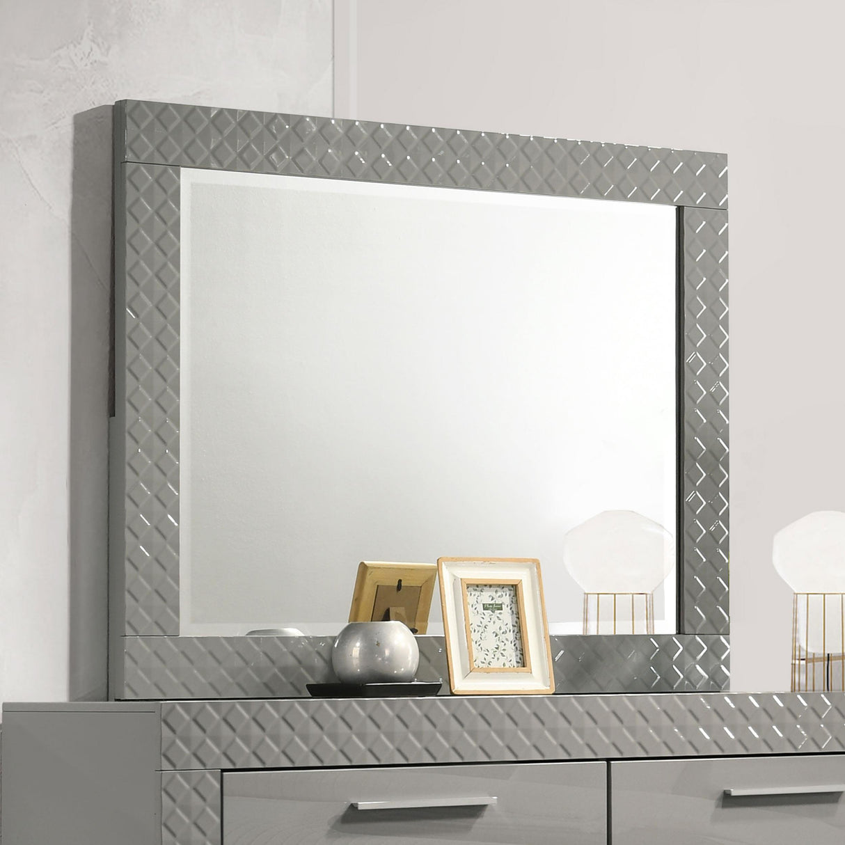 Coaster Ives Dresser Mirror Grey High Gloss