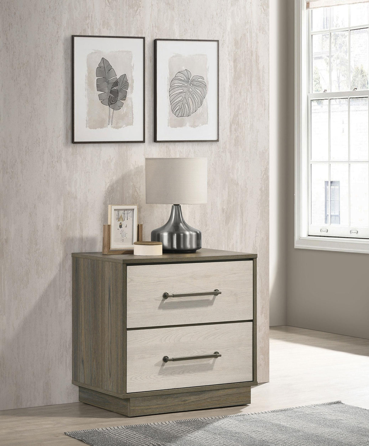 Coaster Fenwick 2-drawer Nightstand Bedside Table Grey Oak