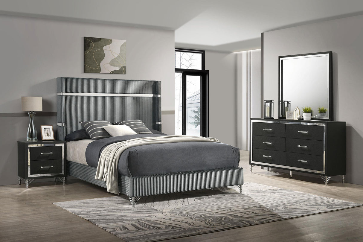 Coaster Lucia 4-piece Queen Bedroom Set Grey and Black