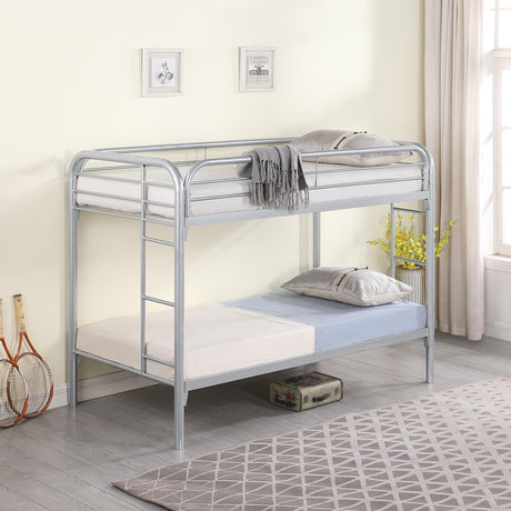 Coaster Morgan Metal Twin Over Twin Bunk Bed Silver