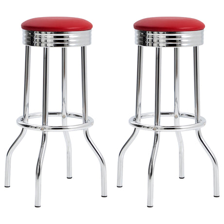 Coaster Retro Upholstered Metal Swivel Bar Stool Red (Set of 2)