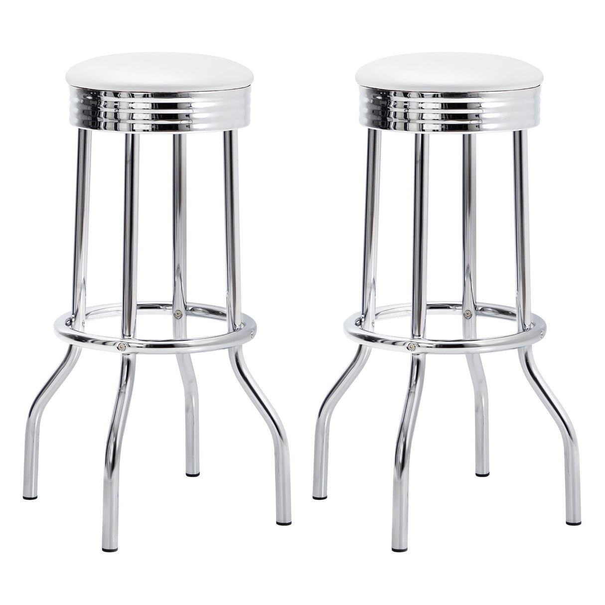 Coaster Retro Upholstered Metal Swivel Bar Stool White (Set of 2)